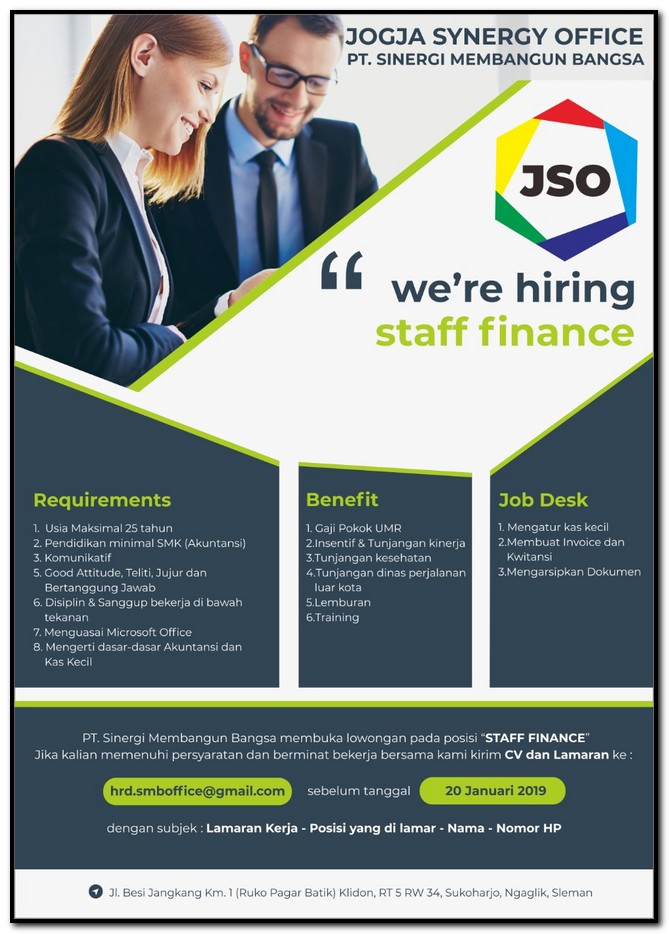 lowongan kerja staff finance jso