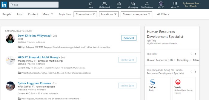 add conection di kolom search linkedin