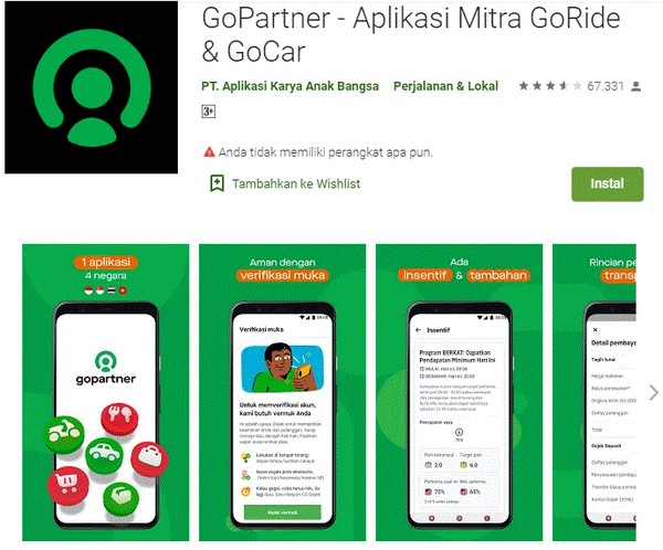 gopartner aplikasi resmi mitra goride dan gocar